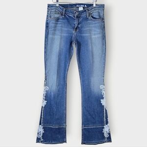 Allen B. By Allen Schwartz Flare Jeans Y2k Denim Patchwork Lace Accents Sz.32